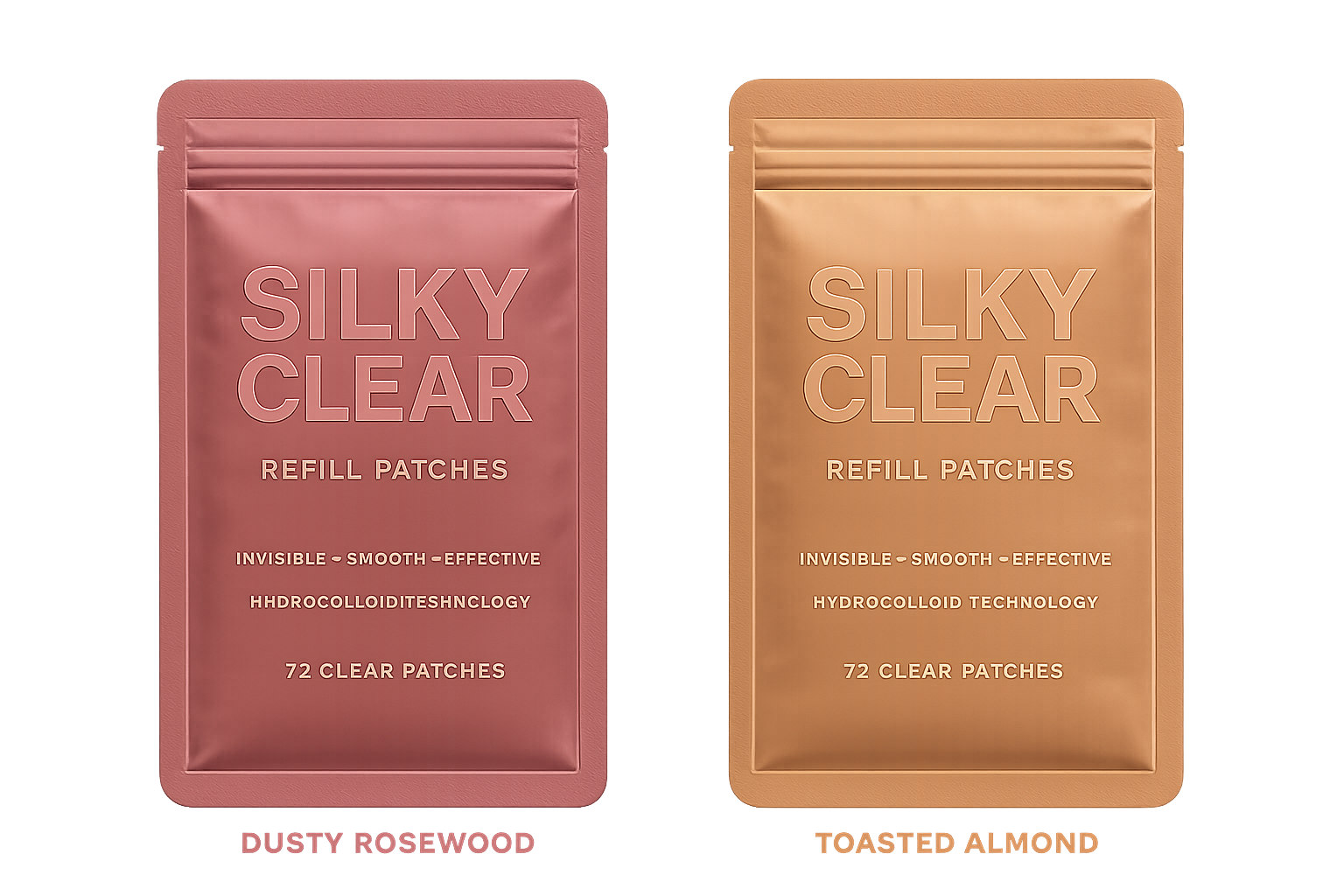 Silky Clear refill patches in Dusty Rosewood and Toasted Almond