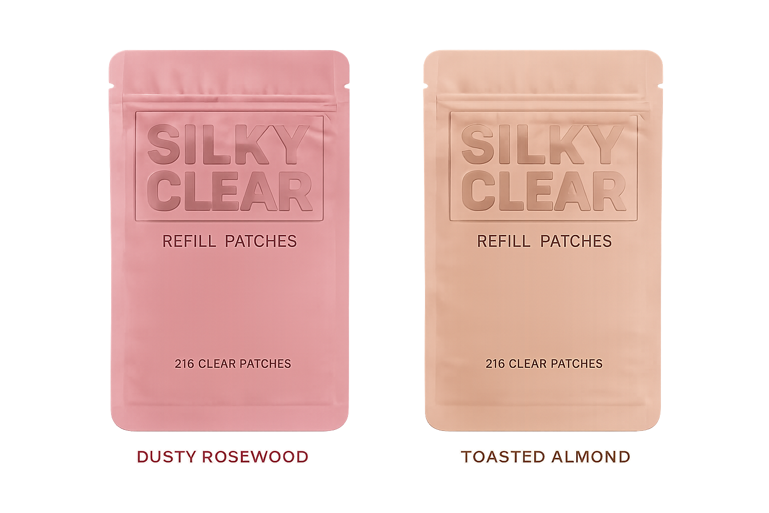 Silky Clear refill patches in Dusty Rosewood and Toasted Almond